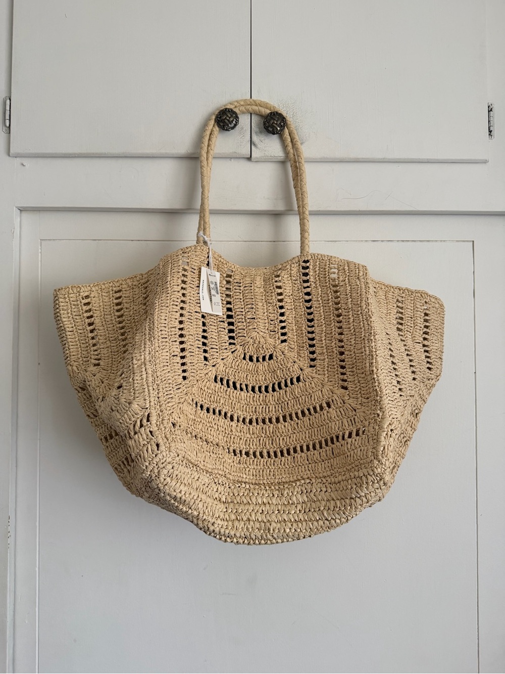 Madewell The Shopper Tote in Eyelet Raffia